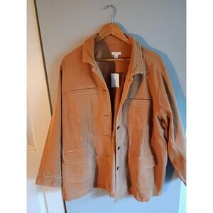 Jjill Xl Women's Jacket Toffee Brown Cotton Button Front Classic